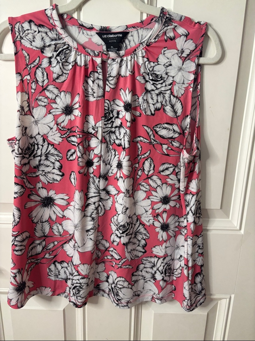EUC Liz Claiborne Pink Floral Keyhole Blouse